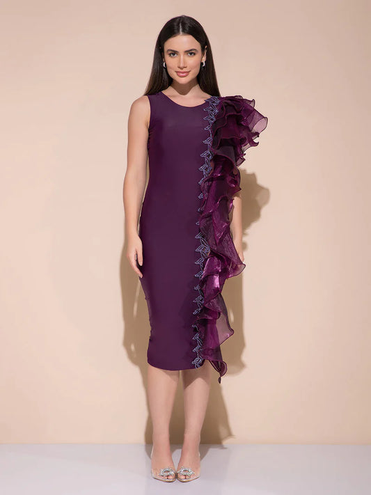 Berry Elegance Side Cascade Dress