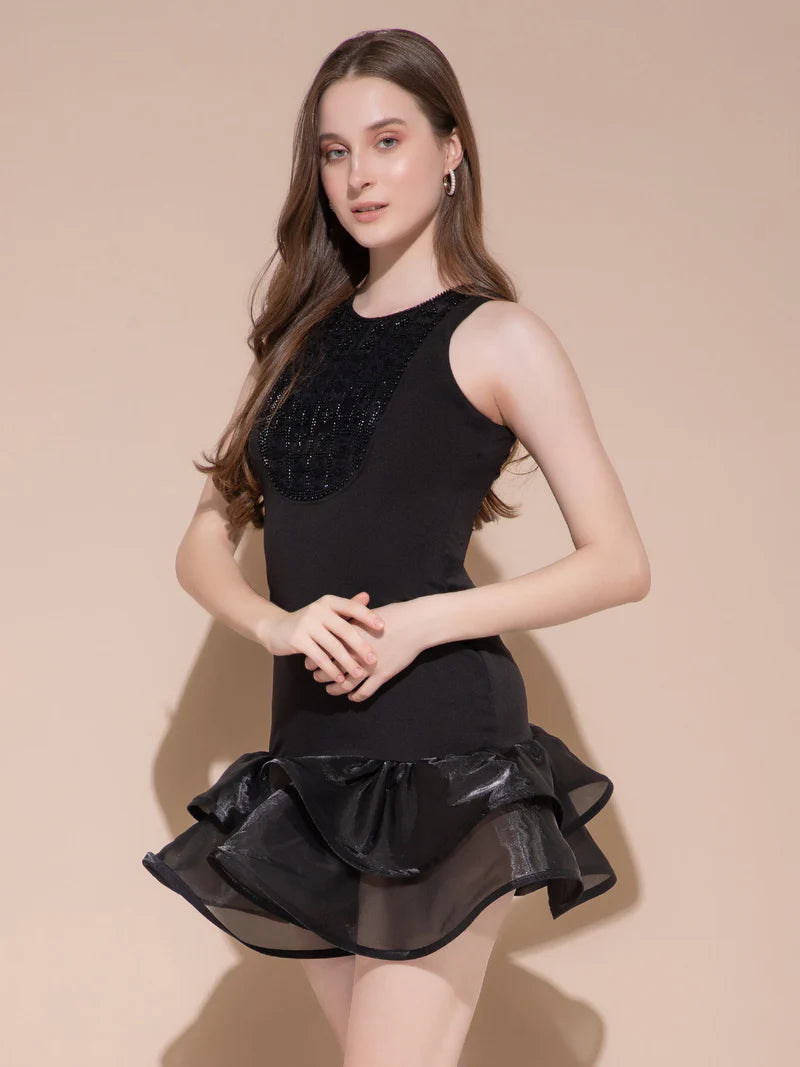 Black Ruffle Whisper Dress
