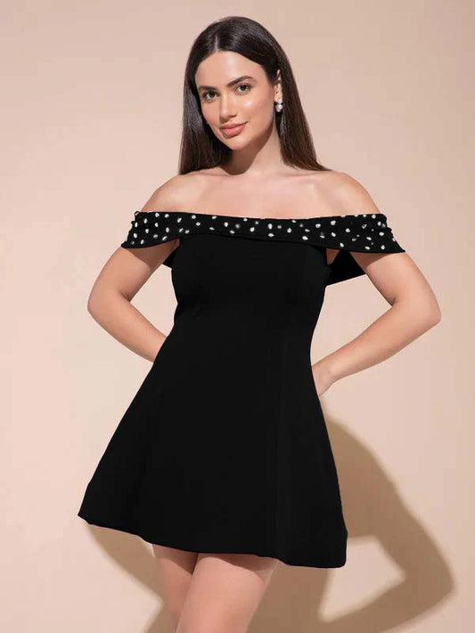 Starlit Chic Off-Shoulder Dress