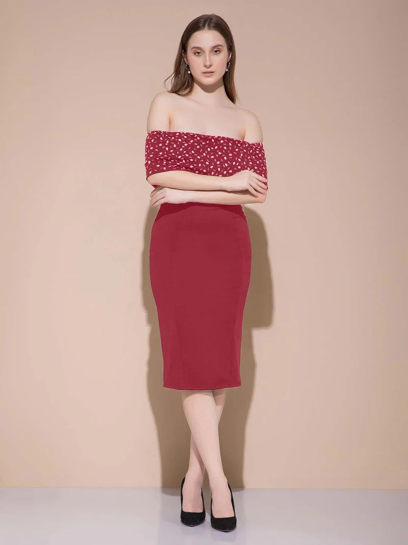 Crimson Charm Off-Shoulder Midi dress