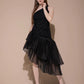 Midnight Bloom Asymmetry Dress