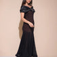 V Cut Black Long Dress