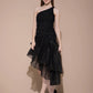 Midnight Bloom Asymmetry Dress