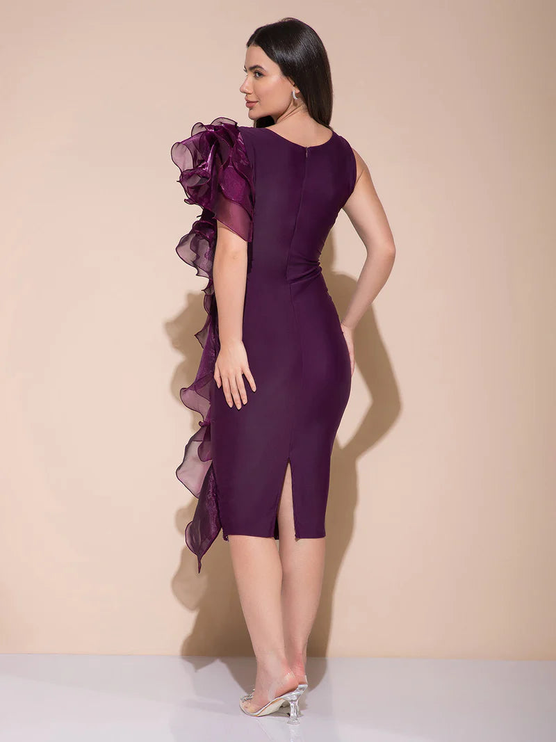 Berry Elegance Side Cascade Dress