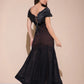 V Cut Black Long Dress