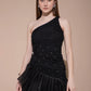 Midnight Bloom Asymmetry Dress