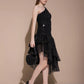 Midnight Bloom Asymmetry Dress