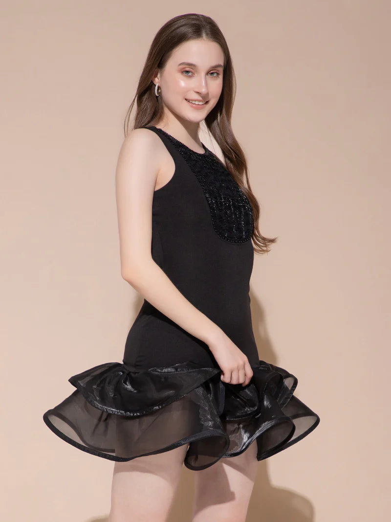 Black Ruffle Whisper Dress