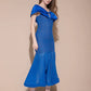 V Cut Blue Long Dress