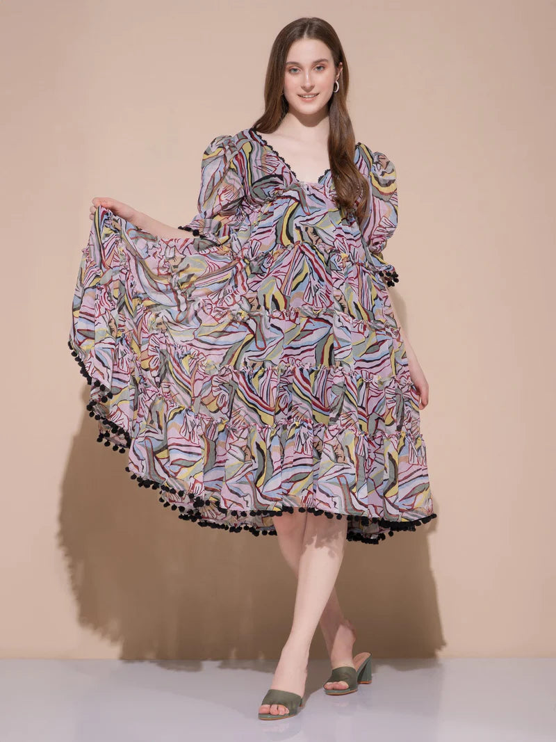 Carnival Breeze Ruffle Dress