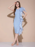 Blue Mirage Ruffle Dress