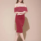 Crimson Charm Off-Shoulder Midi dress