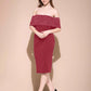 Crimson Charm Off-Shoulder Midi dress